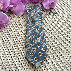 Hugo Boss Vintage Necktie Tie Blue Polka Dot Silk Made in Italy 57.5”